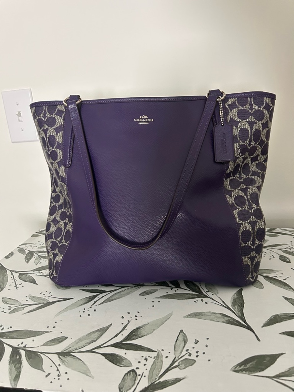 Coach Purple Signature Canvas & Leather Tote